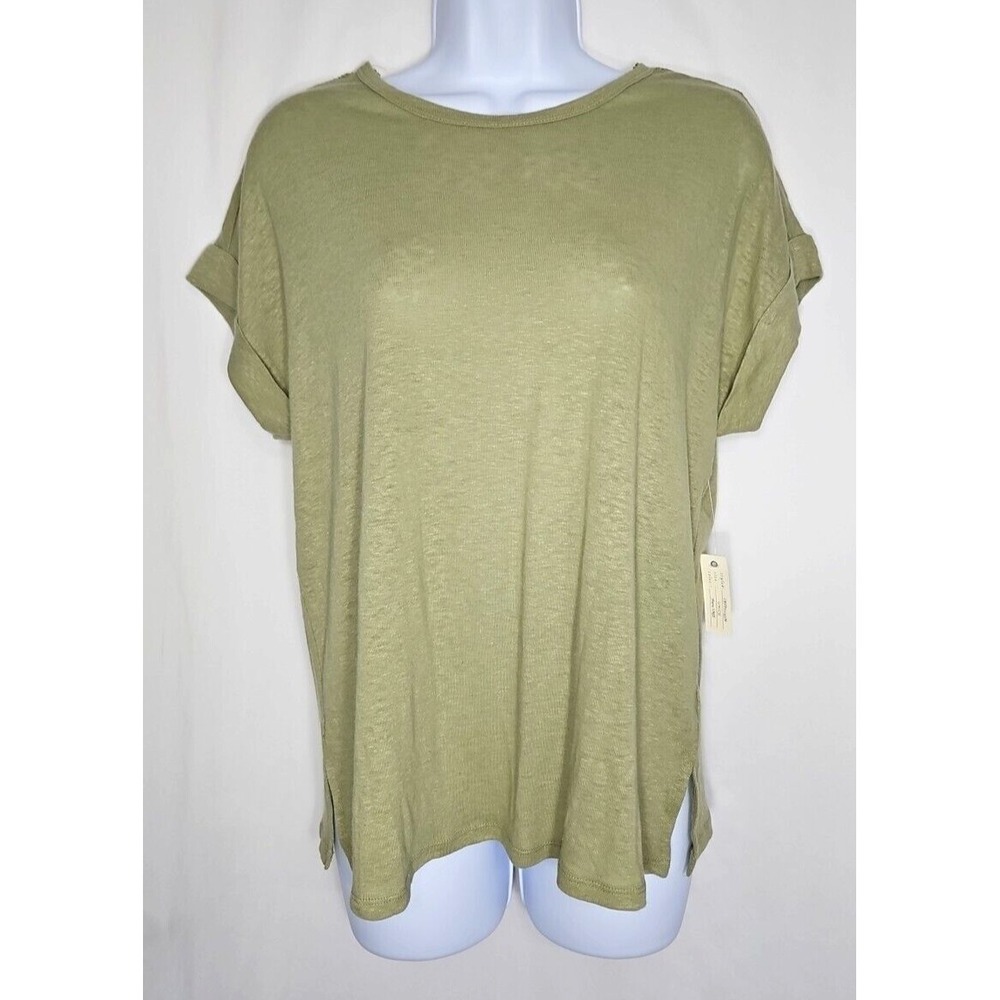 Cupio Blush Women's Sage Green Short Sleeve Linen Blend Blouse‎ Size Small NWT